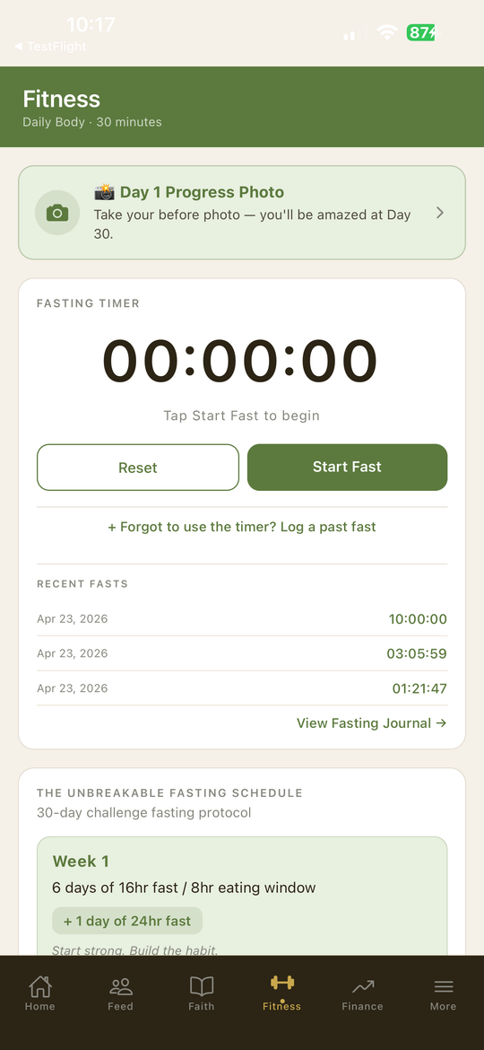 FITNESS screen
